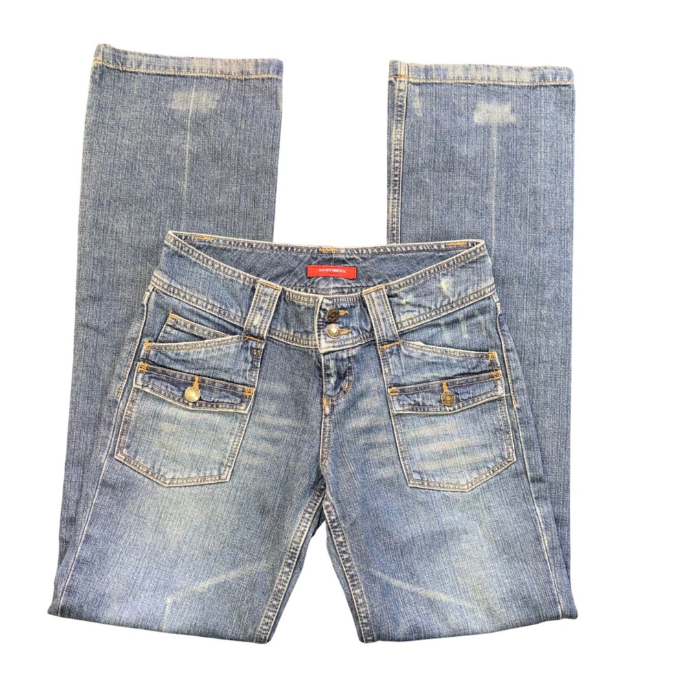 XX BY MEXX Low Rise Flare Jeans Medium Wash Y2K Cargo‎ Pocket Denim NL031 W28
